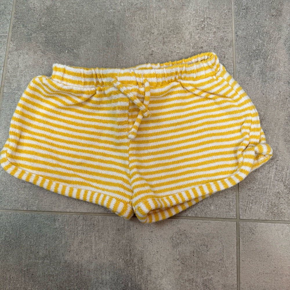 Zara Yellow and White Striped Knit Shorts